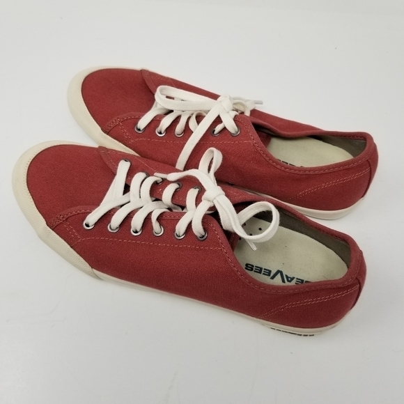 Seavees Monterey Sneakers Standard Red Ochre Lace Up Canvas Womens Size 10 Shoes - Picture 7 of 12